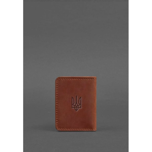 Шкіряна обкладинка для ID-паспорта та прав водія 4.1 світло-коричнева Crazy Horse з гербом