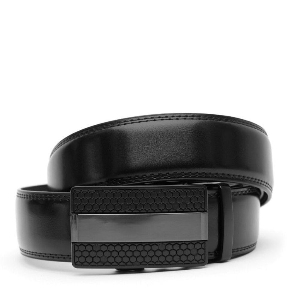 Шкіряний чоловічий ремінь із пряжкою автомат V1GKX09-black