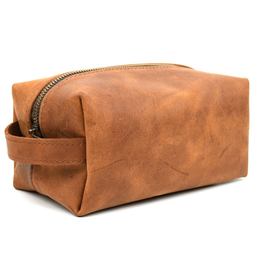 Шкіряний несесер косметичка TARWA RB-8032-4lx коньячна розмір M