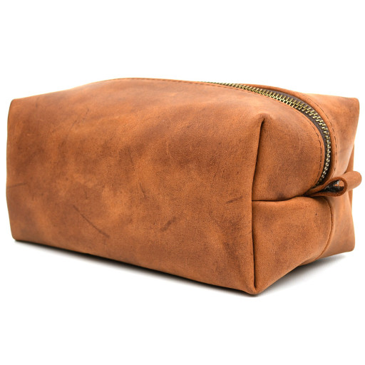 Шкіряний несесер косметичка TARWA RB-8032-4lx коньячна розмір M