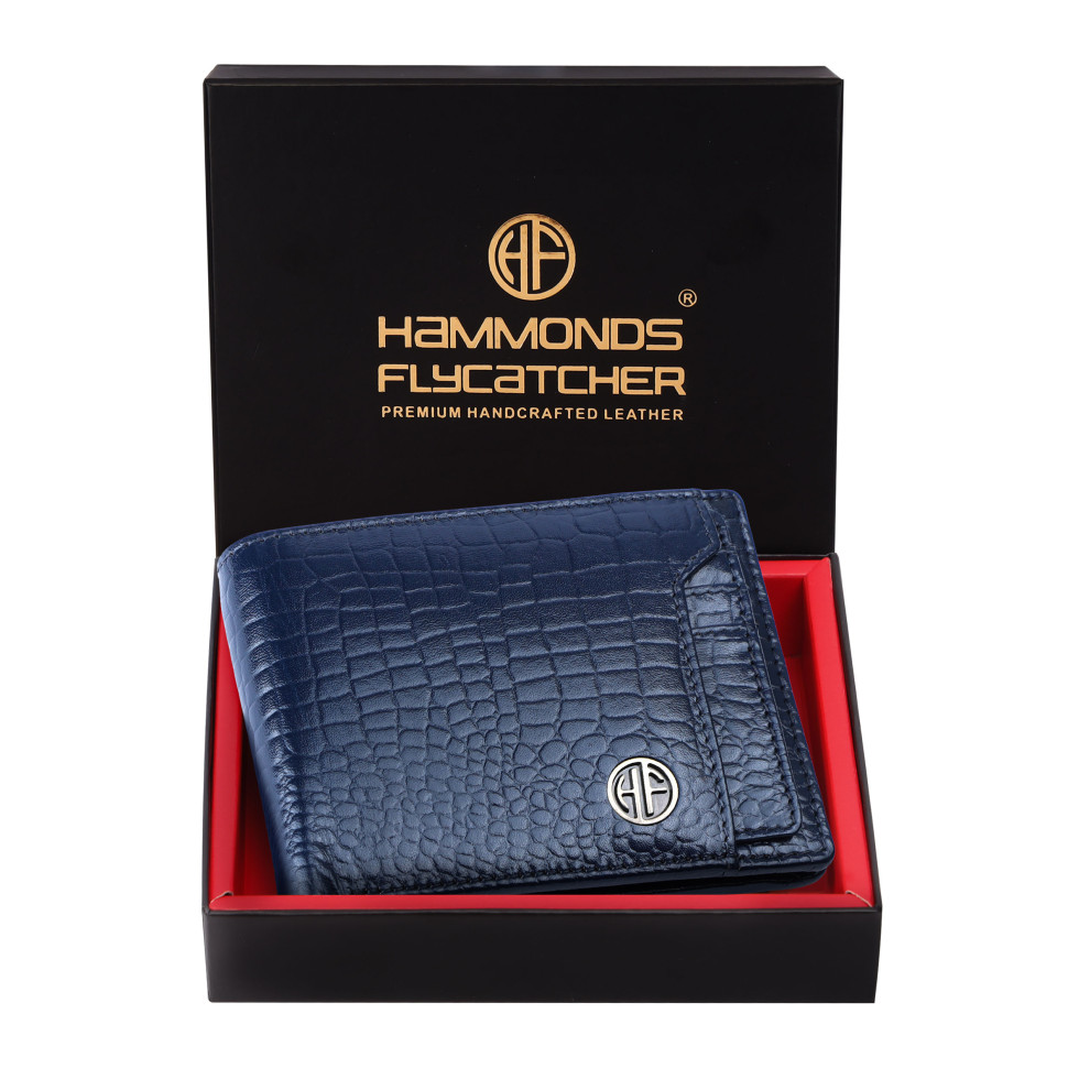 Чоловічий шкіряний гаманець Hammonds Flycatcher HF577 Croc Blue (Синій)