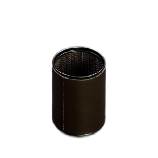 Склянка для ручок у шкіряному чохлі темно-коричневий краст