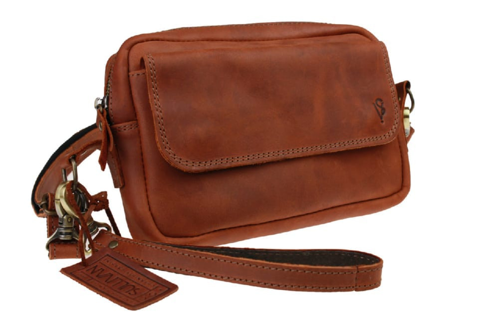 Women's leather small clutch bag SULLIVAN sg46 (26) light brown