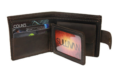 Men's small leather wallet SULLIVAN kmg26(10) brown