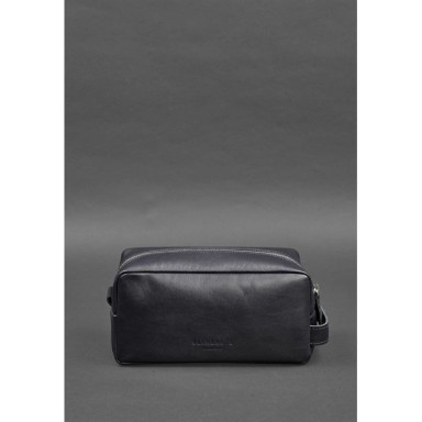 Leather cosmetic bag 6.0 navy blue