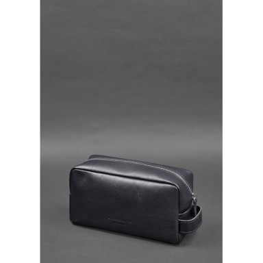 Leather cosmetic bag 6.0 navy blue