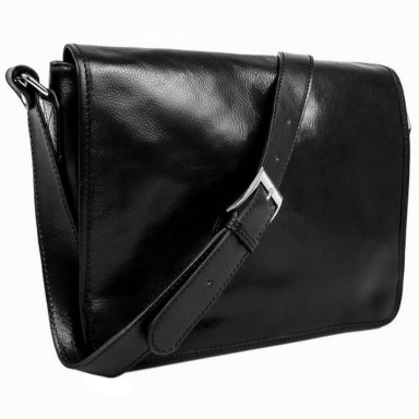 Leather Messenger Bag – Time Resistance The Stranger 1173401 - Black 