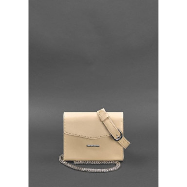 A set of women's leather bags Mini belt /crossbody light beige