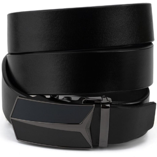 Чоловічий ремень з автоматичною пряжкою Vintage 20282 Чорний