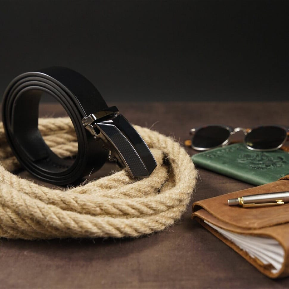 Чоловічий ремень з автоматичною пряжкою Vintage 20282 Чорний