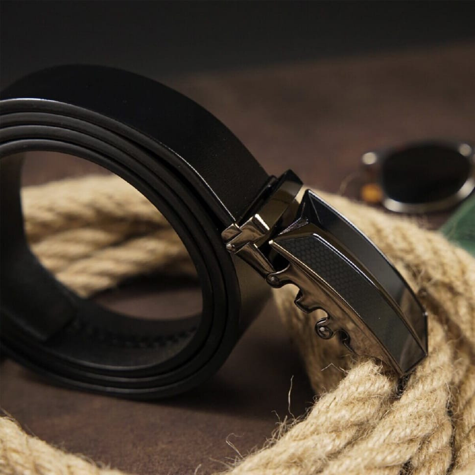 Чоловічий ремень з автоматичною пряжкою Vintage 20282 Чорний
