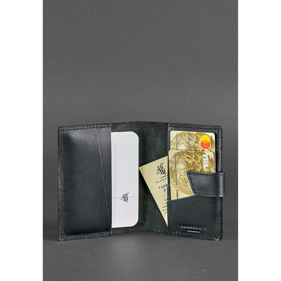 Шкіряна обкладинка для паспорта 4.0 чорна