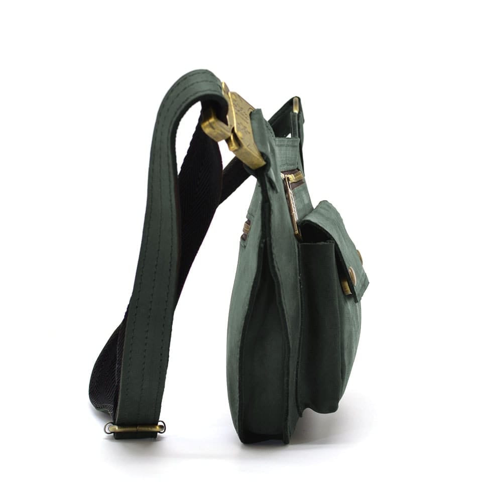 Шкіряна бананка напоясна зелена кінська шкіра RE-8133-3md TARWA