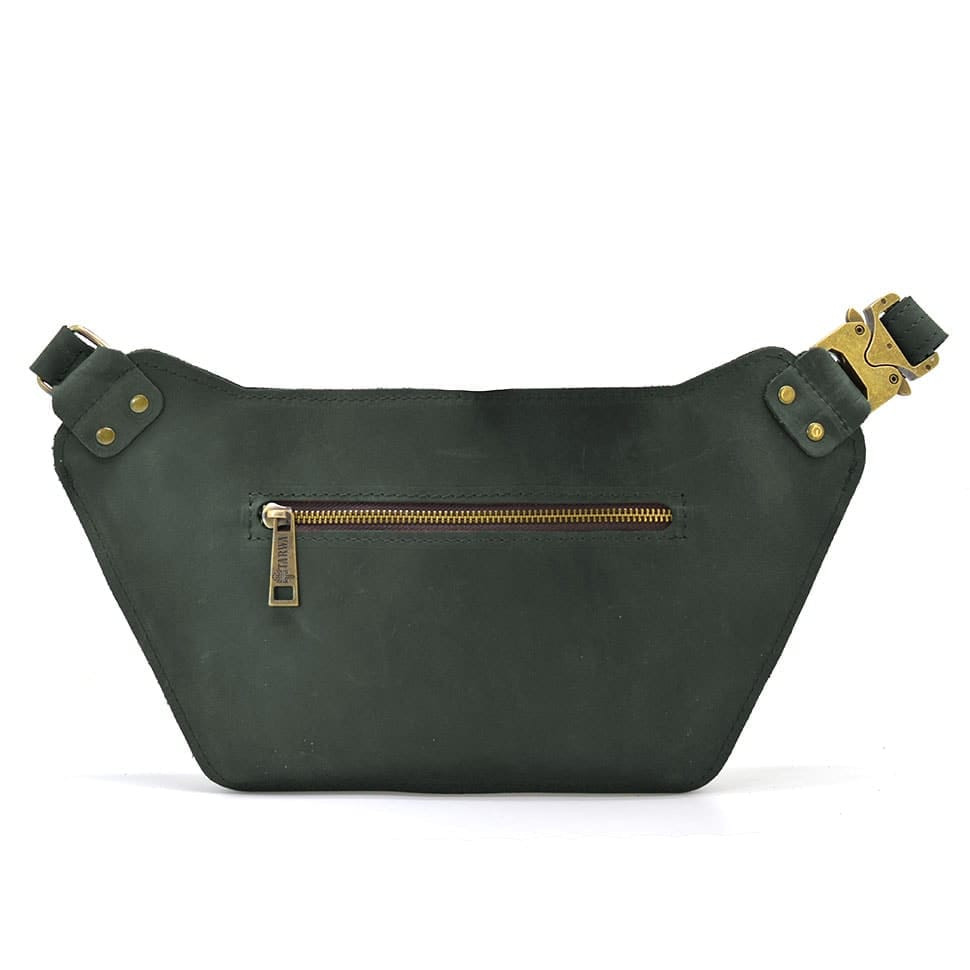 Шкіряна бананка напоясна зелена кінська шкіра RE-8133-3md TARWA