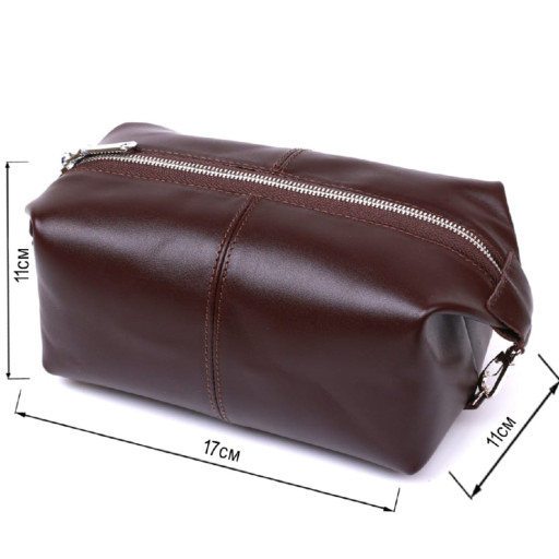 Шкіряна глянсова косметичка Shvigel 16407 Коричневий