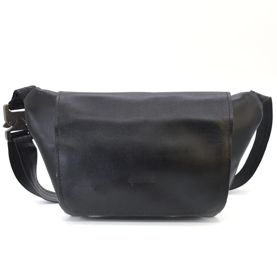 Leather banana bag with flap GA-8153-3md TARWA black