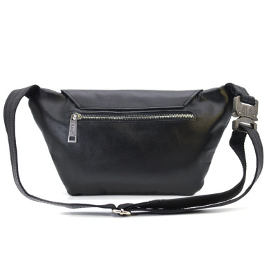 Leather banana bag with flap GA-8153-3md TARWA black