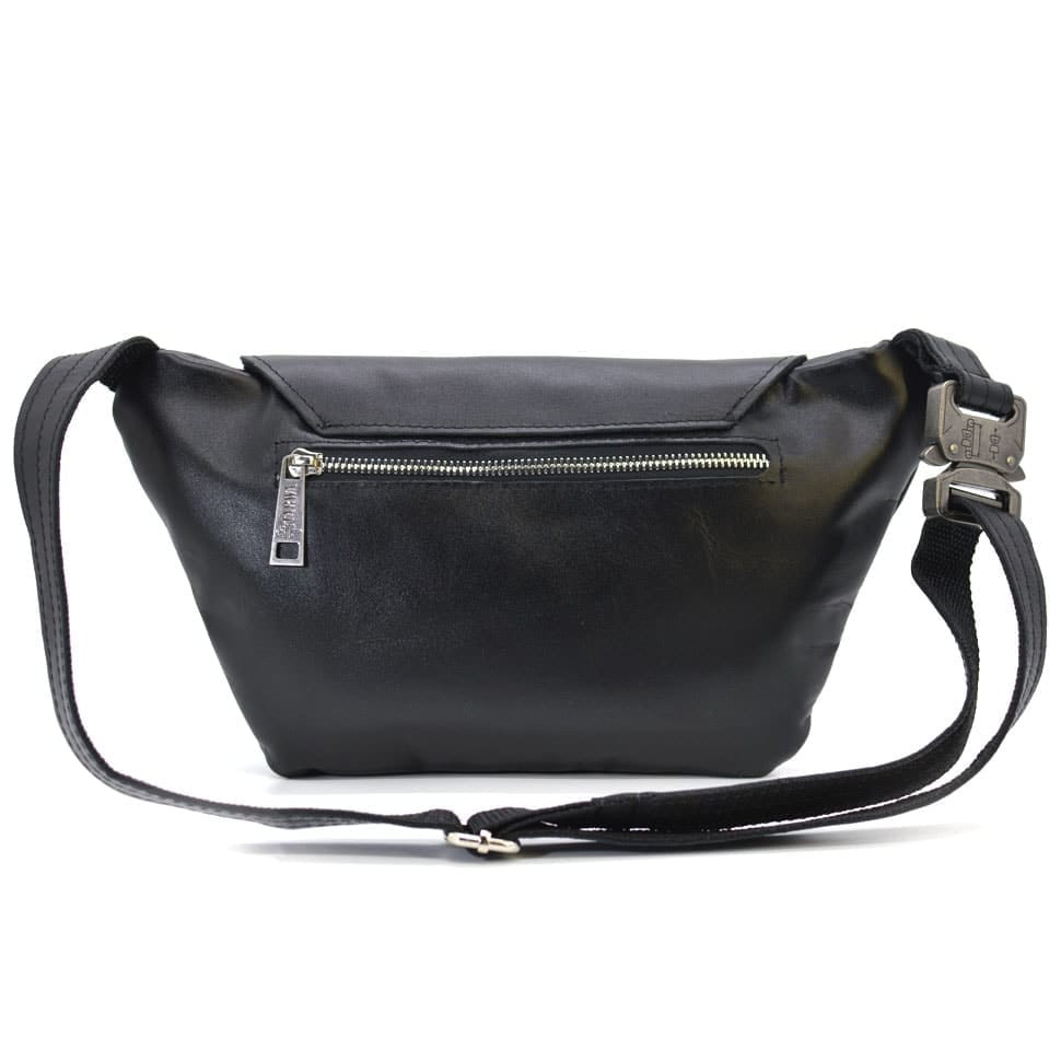 Leather banana bag with flap GA-8153-3md TARWA black