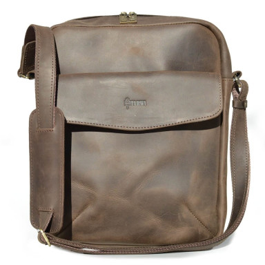 Mens leather shoulder bag A4 TARWA RC-1810-4lx