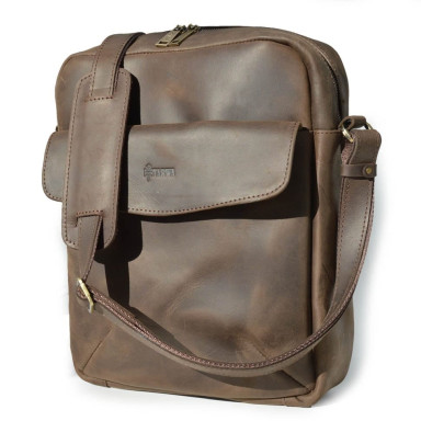 Mens leather shoulder bag A4 TARWA RC-1810-4lx