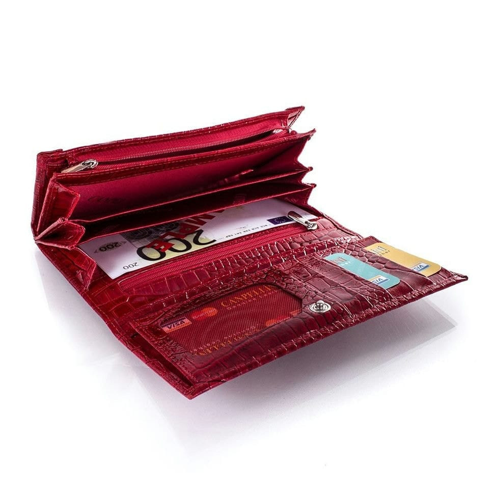Гаманець жіночий шкіряний CANPEL 346-142 червоний кроко лак