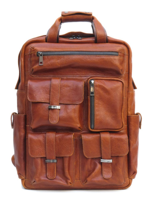 Брутальний чоловічий рюкзак рудого кольору Newery N3081GK