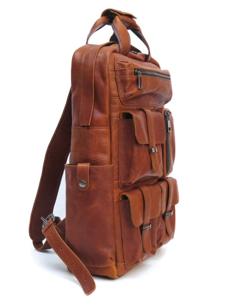 Брутальний чоловічий рюкзак рудого кольору Newery N3081GK