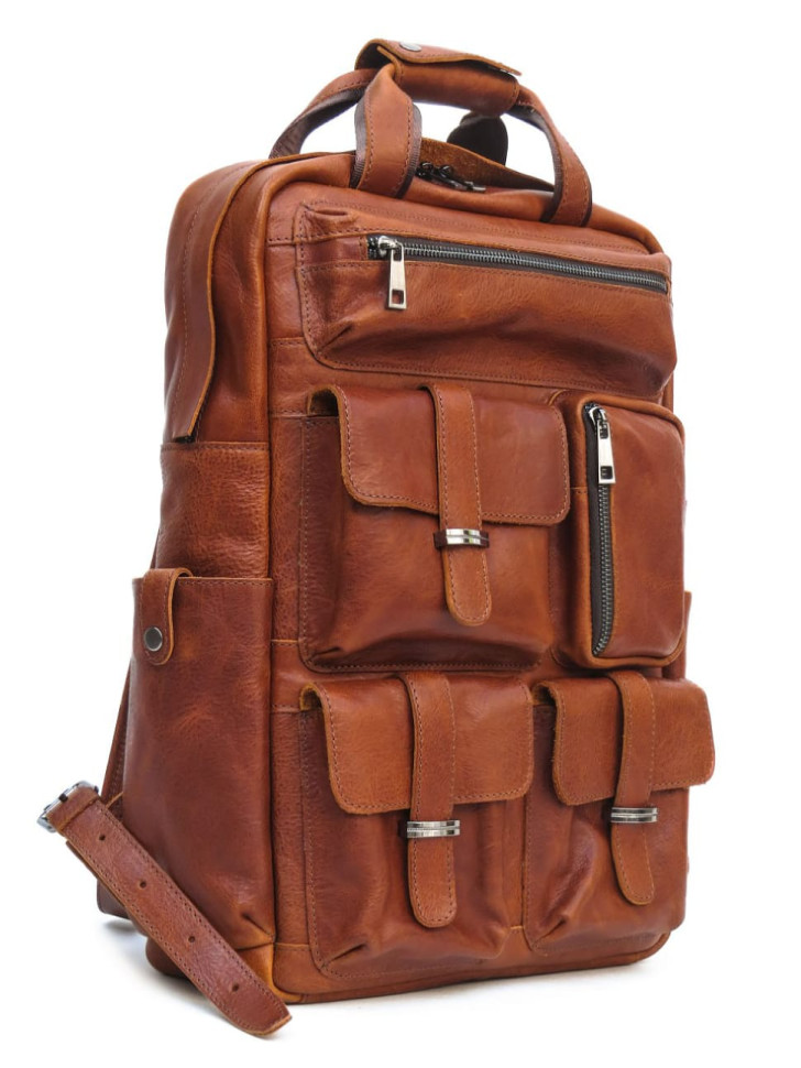 Брутальний чоловічий рюкзак рудого кольору Newery N3081GK