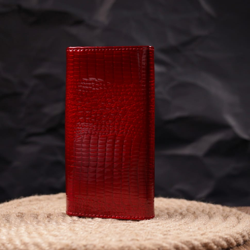 Яркий женский кошелек из лакированной кожи с визитницей ST Leather 19405 Красный
