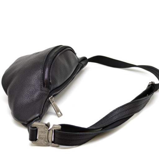 Сумка на пояс, бананка чорна зі шкіри флотар, TARWA FA-3036-3md