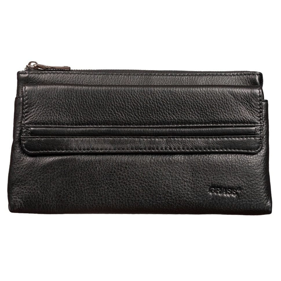 Барсетка кістева шкіряна GRASS 78559-1 чорний флотар