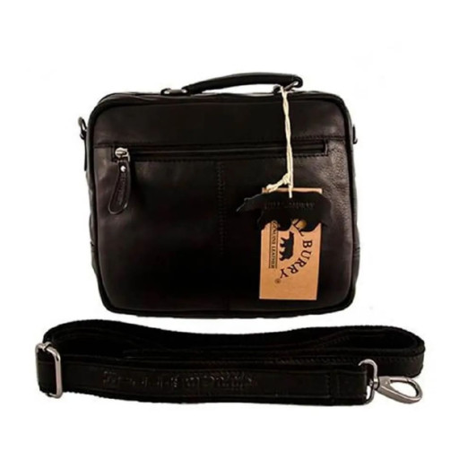 Чоловіча шкіряна сумка з ручкою 870367А Hill Burry чорна