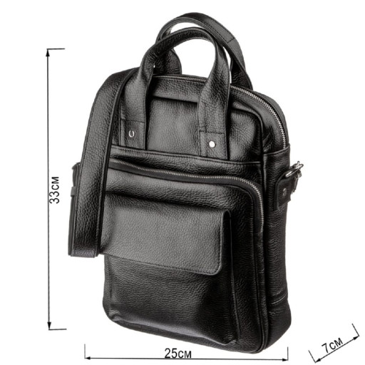 Чоловіча сумка вертикального формату SHVIGEL 11167 під А4 Чорна флотар