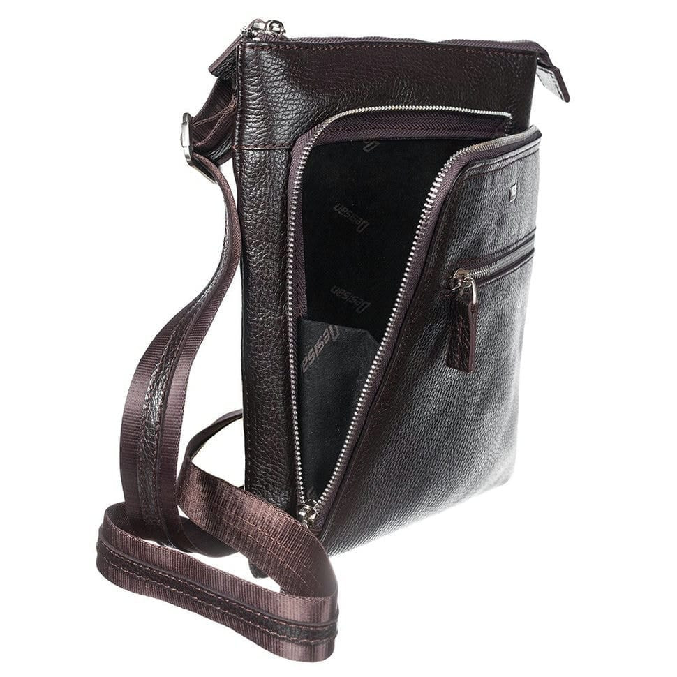 Барсетка кистьова шкіряна DESISAN 1459-9 коричневий гладкий