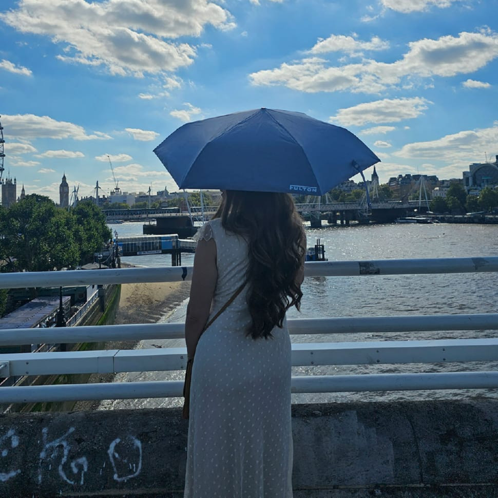 Жіноча парасолька Fulton L924-040065 Parasoleil-2 UV Blue Chambray (Синій)