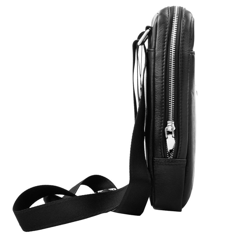 Барсетка м'яка шкіряна GRASS 89210-2 чорний гладкий