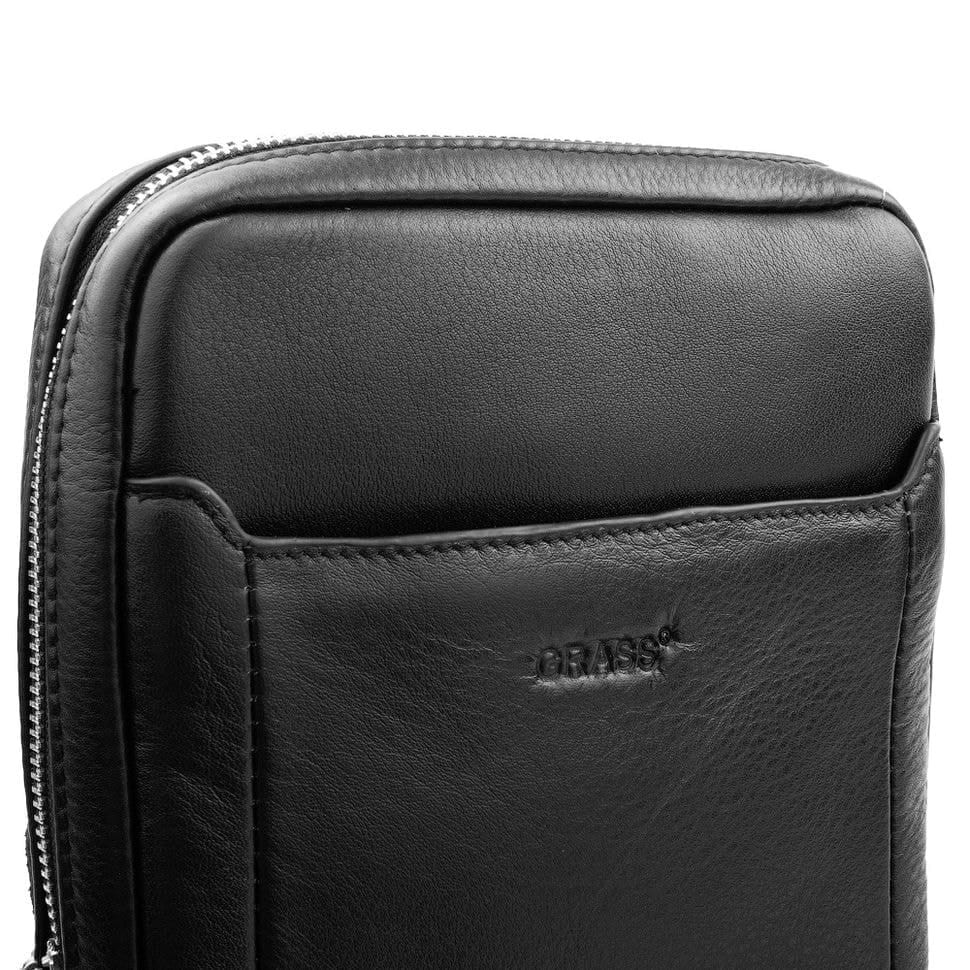 Барсетка м'яка шкіряна GRASS 89210-2 чорний гладкий