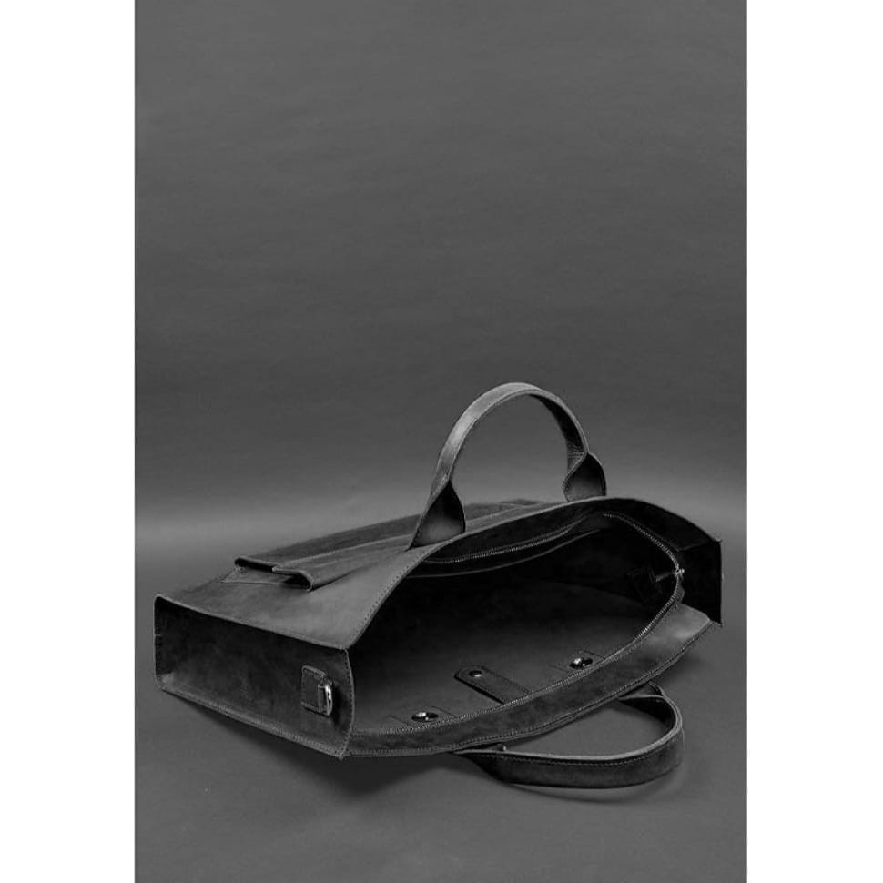 Leather bag for laptop and documents Universal black Crazy Horse