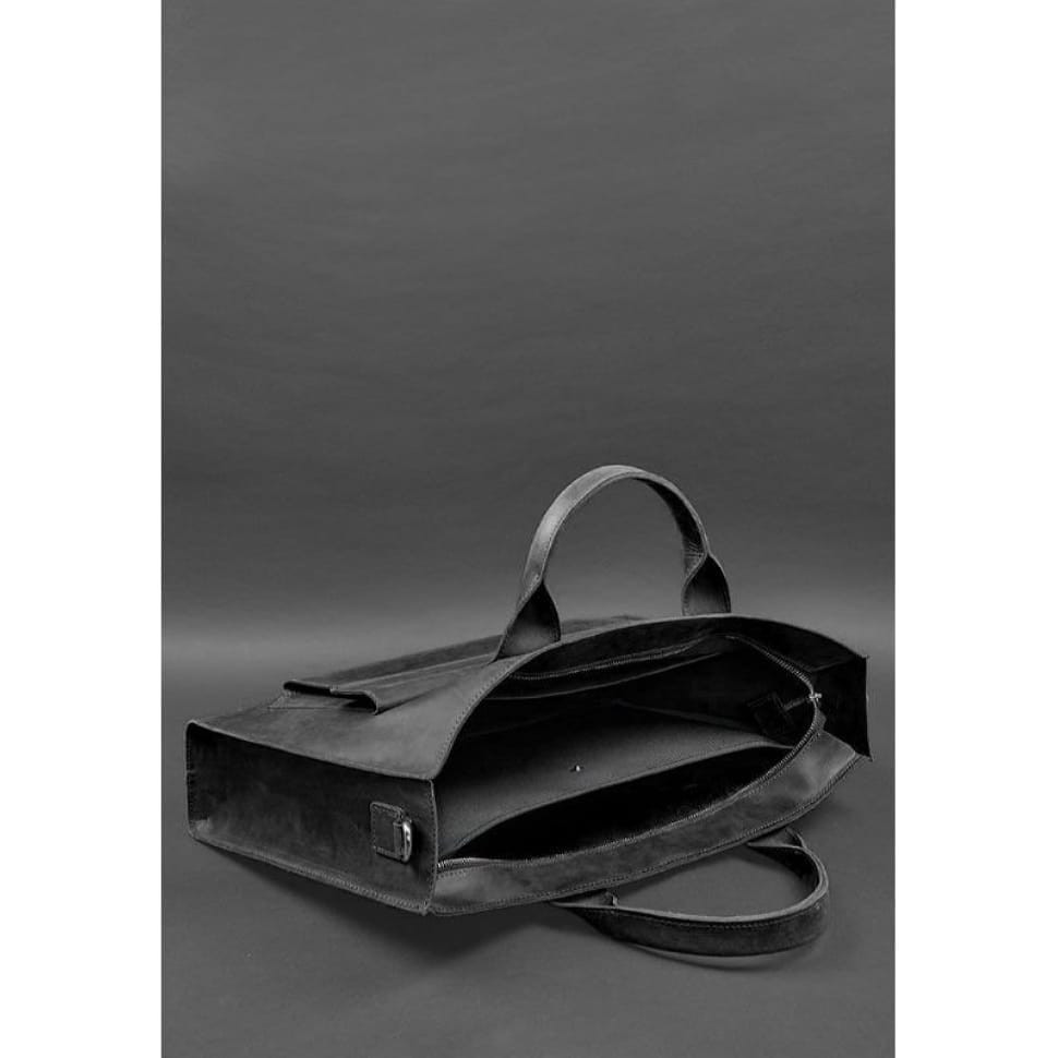 Leather bag for laptop and documents Universal black Crazy Horse