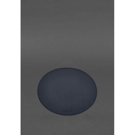 Круглий килимок для мишки з натуральної шкіри синій краст