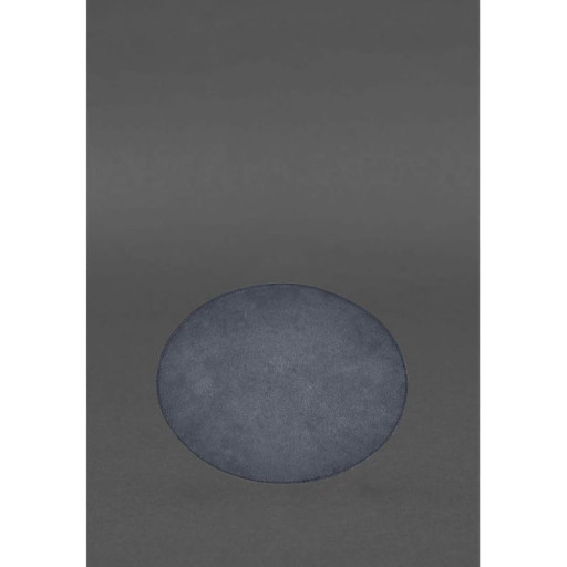 Круглий килимок для мишки з натуральної шкіри синій краст