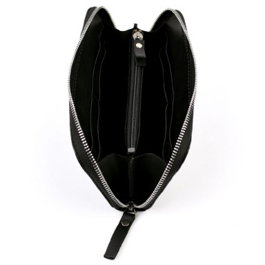 Men's leather clutch wallet with zipper TARWA GA-711-3md black Nappa