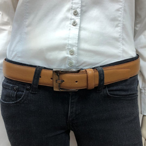 Ремінь шкіряний 416 cognac коньячний TONY PEROTTI