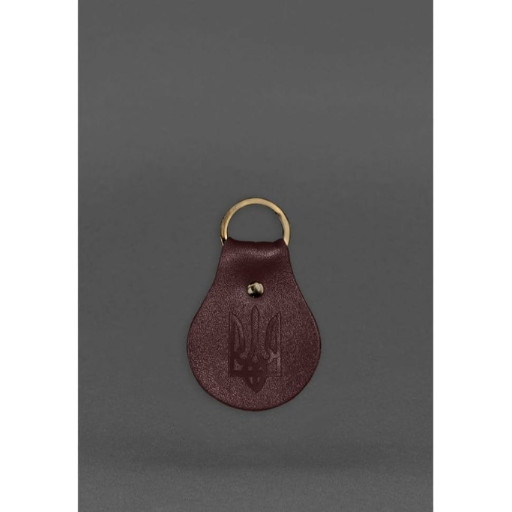 Патріотичний шкіряний брелок з гербом бордовий.