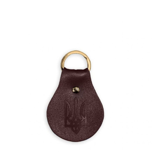 Патріотичний шкіряний брелок з гербом бордовий.