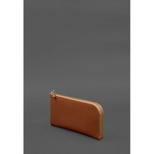 Шкіряне портмоне-купюрник на блискавці 14.1 світло-коричневе