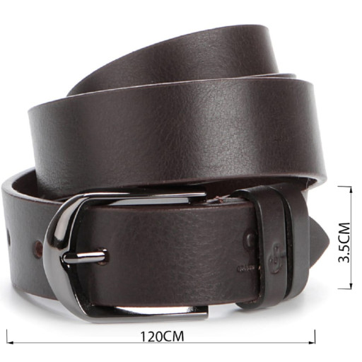 Стильний шкіряний ремінь італійського якості GRANDE PELLE 00770 Коричневий