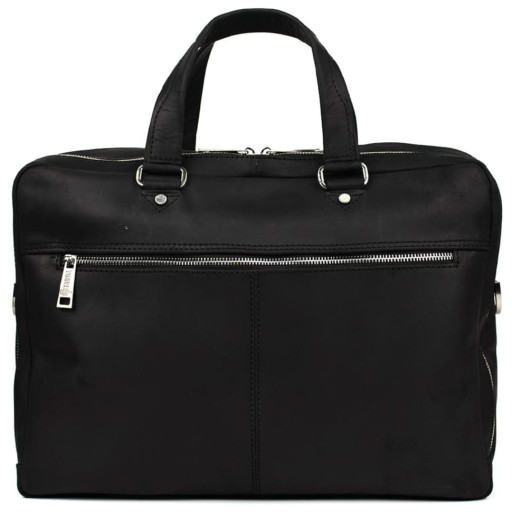 Чоловіча шкіряна ділова сумка чорна RA-4664-4lx TARWA на два відділення
