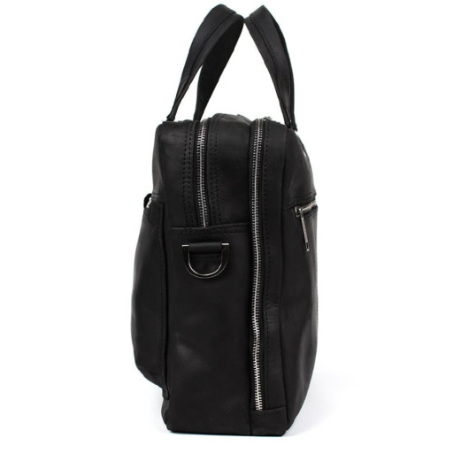 Чоловіча шкіряна ділова сумка чорна RA-4664-4lx TARWA на два відділення