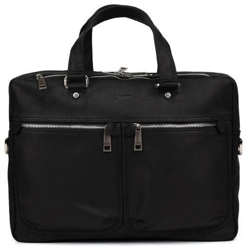Чоловіча шкіряна ділова сумка чорна RA-4664-4lx TARWA на два відділення